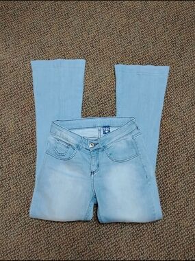 Light Blue Women’s Flared Jeggings – Stretch Denim-Look Skinny